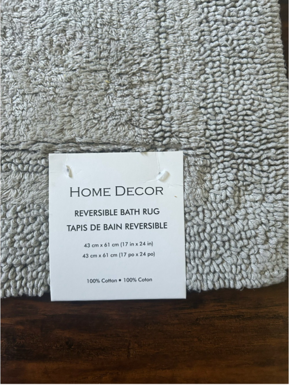 Reversible Bath Rug 17x24 Grey